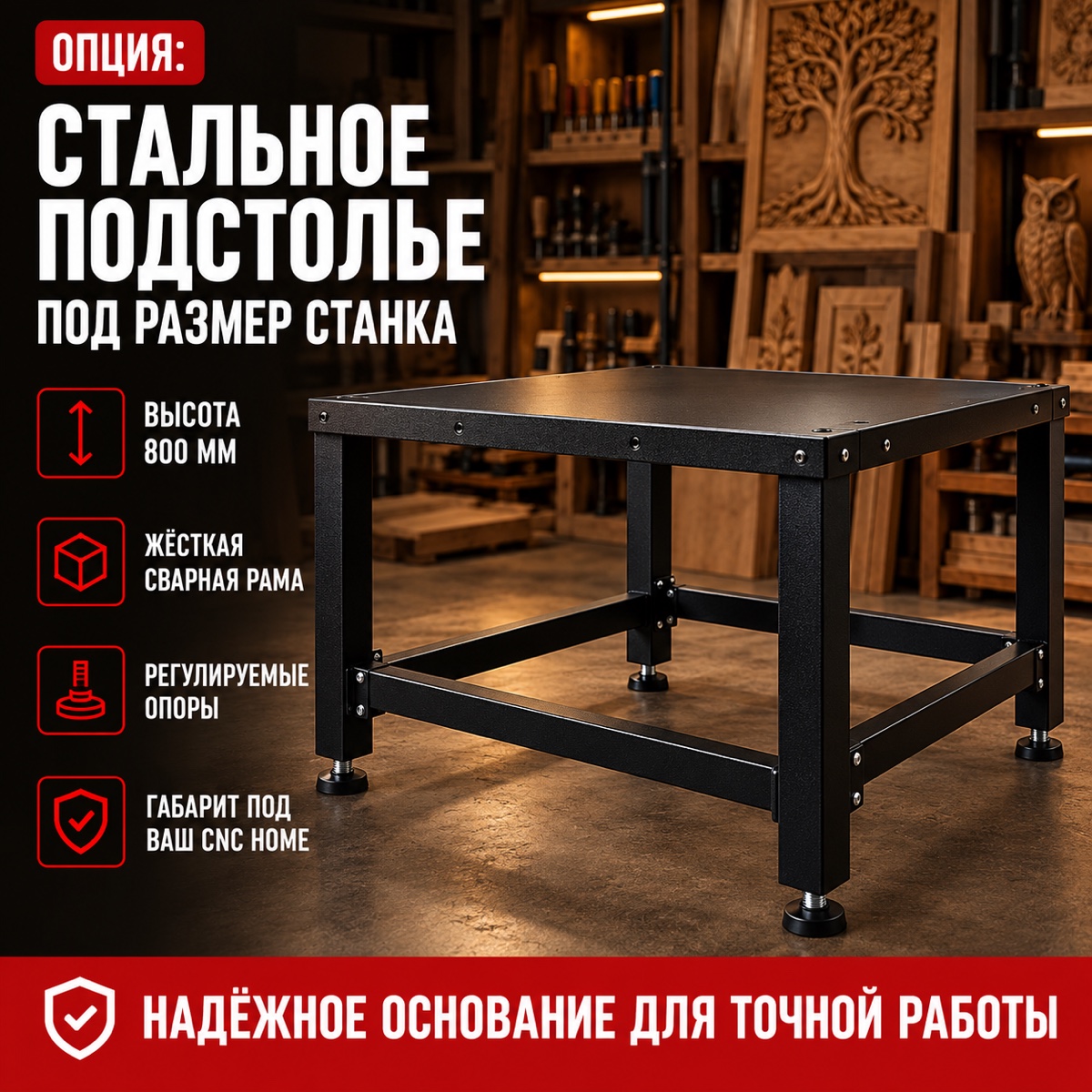 Стальное подстолье 750 × 750 × 800 мм