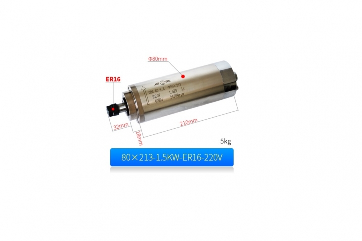 Шпиндель для чпу станка ER16 1500 Вт GDZ-80-1.5 Ф80-213 5А - SteepLine